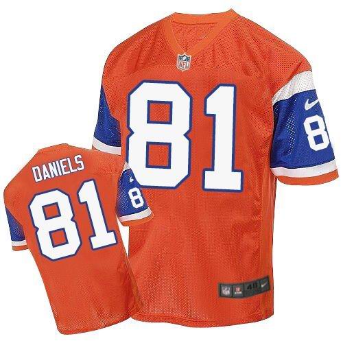 Nike Broncos #81 Owen Daniels Orange Throwback Men's Stitched NFL Elite Jersey Nike Broncos #81 Owen Daniels Orange Throwback Men's Stitched NFL Elite Jersey