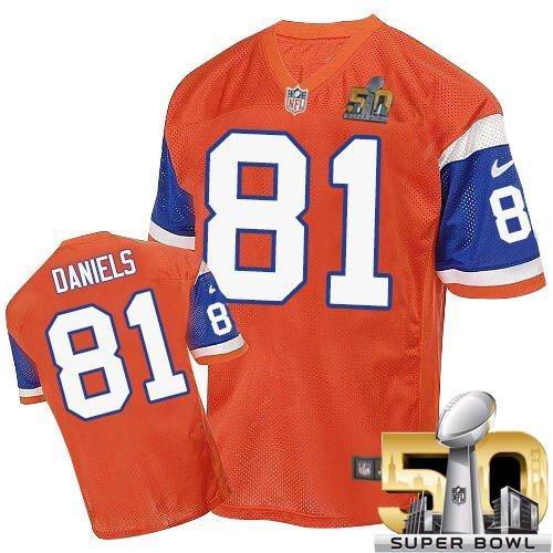 Nike Broncos #81 Owen Daniels Orange Throwback Super Bowl 50 Men's Stitched NFL Elite Jersey Nike Broncos #81 Owen Daniels Orange Throwback Super Bowl 50 Men's Stitched NFL Elite Jersey