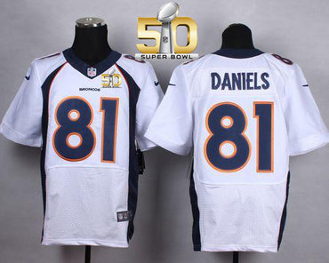 Nike Broncos #81 Owen Daniels White Super Bowl 50 Men's Stitched NFL New Elite Jersey