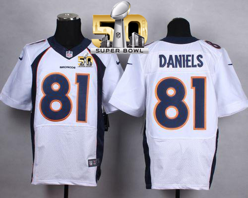 Nike Broncos #81 Owen Daniels White Super Bowl 50 Men's Stitched NFL New Elite Jersey