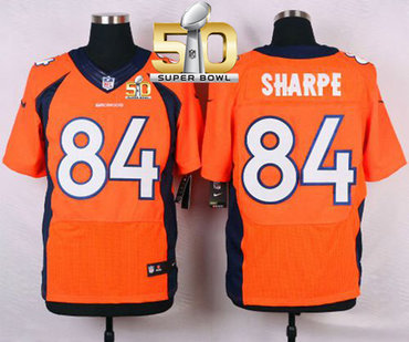 Nike Broncos #84 Shannon Sharpe Orange Team Color Super Bowl 50 Men's Stitched NFL Elite Jersey