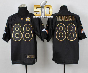 Nike Broncos #88 Demaryius Thomas Black Gold No. Fashion Super Bowl 50 Men's Stitched NFL Elite Jersey