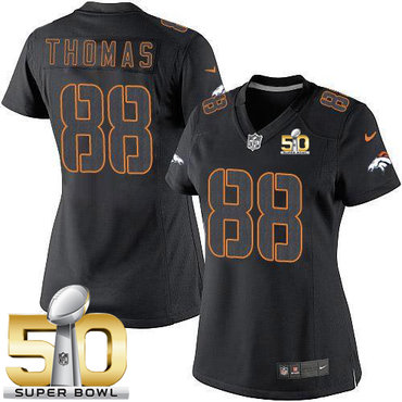 Nike Broncos #88 Demaryius Thomas Black Impact Super Bowl 50 Women's Stitched NFL Limited Jersey