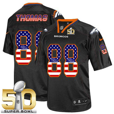 Nike Broncos #88 Demaryius Thomas Black Super Bowl 50 Men's Stitched NFL Elite USA Flag Fashion Jersey