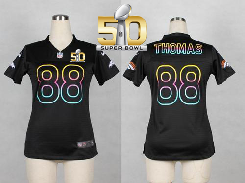 Nike Broncos #88 Demaryius Thomas Black Super Bowl 50 Women's NFL Fashion Game Jersey