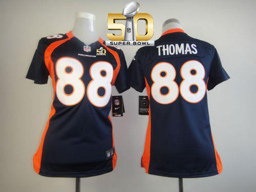 Nike Broncos #88 Demaryius Thomas Blue Alternate Super Bowl 50 Women's Stitched NFL Elite Jersey