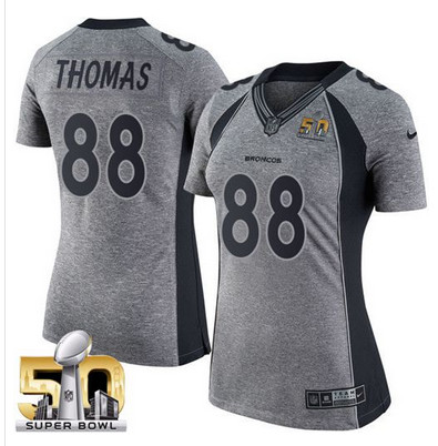 Nike Broncos #88 Demaryius Thomas Gray Super Bowl 50 Women's Stitched NFL Limited Gridiron Gray Jersey Nike Broncos #88 Demaryius Thomas Gray Super Bowl 50 Women's Stitched NFL Limited Gridiron Gray Jersey