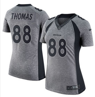 Nike Broncos #88 Demaryius Thomas Gray Women's Stitched NFL Limited Gridiron Gray Jersey