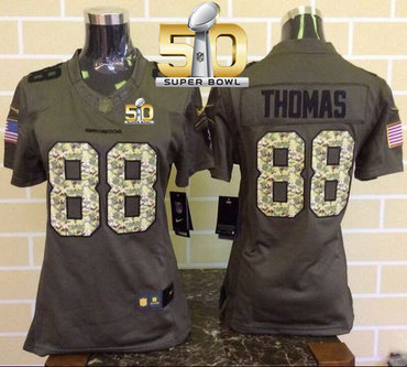 Nike Broncos #88 Demaryius Thomas Green Super Bowl 50 Women's Stitched NFL Limited Salute to Service Jersey