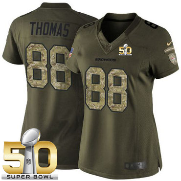 Nike Broncos #88 Demaryius Thomas Green Super Bowl 50 Women's Stitched NFL Limited Salute to Service Jersey1
