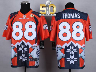 Nike Broncos #88 Demaryius Thomas Orange Super Bowl 50 Men's Stitched NFL Elite Noble Fashion Jersey