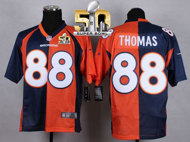 Nike Broncos #88 Demaryius Thomas OrangeNavy Blue Super Bowl 50 Men's Stitched NFL Elite Split Jersey