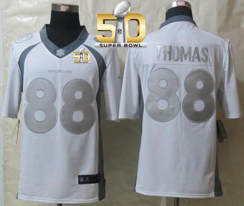 Nike Broncos #88 Demaryius Thomas White Super Bowl 50 Men's Stitched NFL Limited Platinum Jersey