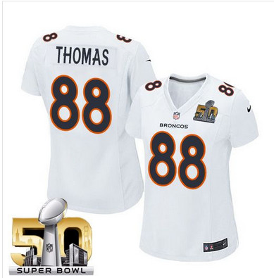Nike Broncos #88 Demaryius Thomas White Super Bowl 50 Women's Stitched NFL Game Event Jersey