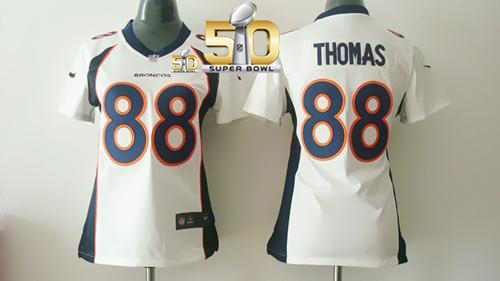 Nike Broncos #88 Demaryius Thomas White Super Bowl 50 Women's Stitched NFL New Elite Jersey