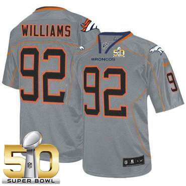 Nike Broncos #92 Sylvester Williams Lights Out Grey Super Bowl 50 Men's Stitched NFL Elite Jersey