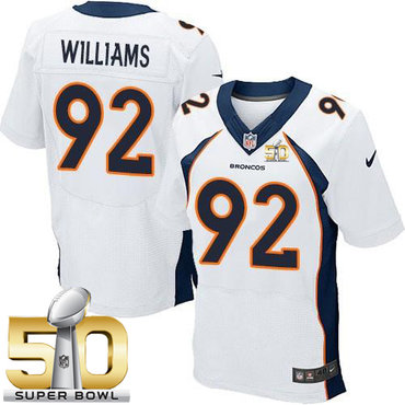 Nike Broncos #92 Sylvester Williams White Super Bowl 50 Men's Stitched NFL New Elite Jersey
