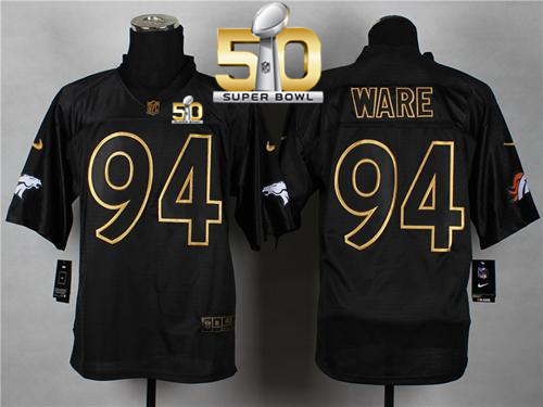 Nike Broncos #94 DeMarcus Ware Black Gold No. Fashion Super Bowl 50 Men's Stitched NFL Elite Jersey