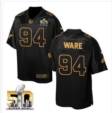 Nike Broncos #94 DeMarcus Ware Black Super Bowl 50 Men's Stitched NFL Elite Pro Line Gold Collection Jersey