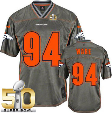 Nike Broncos #94 DeMarcus Ware Grey Super Bowl 50 Men's Stitched NFL Elite Vapor Jersey
