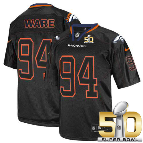 Nike Broncos #94 DeMarcus Ware Lights Out Black Super Bowl 50 Men's Stitched NFL Elite Jersey