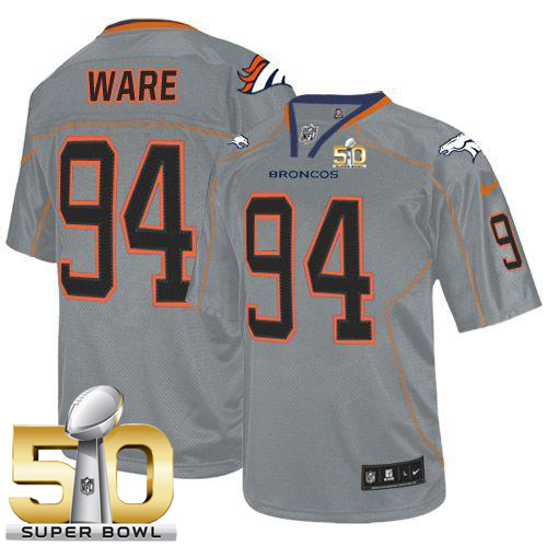 Nike Broncos #94 DeMarcus Ware Lights Out Grey Super Bowl 50 Men's Stitched NFL Elite Jersey