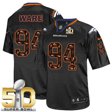 Nike Broncos #94 DeMarcus Ware New Lights Out Black Super Bowl 50 Men's Stitched NFL Elite Jersey