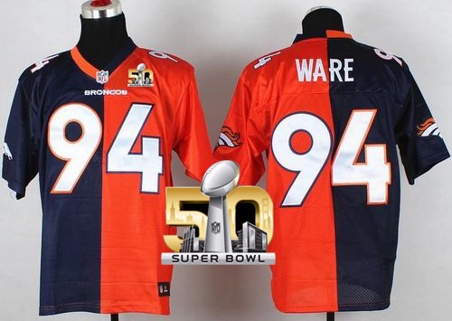 Nike Broncos #94 DeMarcus Ware OrangeNavy Blue Super Bowl 50 Men's Stitched NFL Elite Split Jersey