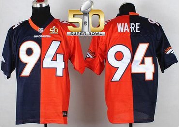 Nike Broncos #94 DeMarcus Ware OrangeNavy Blue Super Bowl 50 Men's Stitched NFL Elite Split Jersey