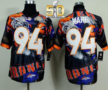 Nike Broncos #94 DeMarcus Ware Team Color Super Bowl 50 Men's Stitched NFL Elite Fanatical Version Jersey