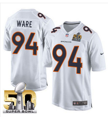 Nike Broncos #94 DeMarcus Ware White Super Bowl 50 Men's Stitched NFL Game Event Jersey