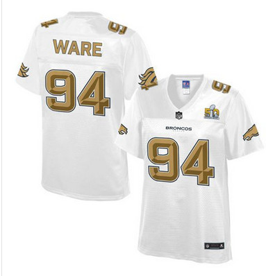Nike Broncos #94 DeMarcus Ware White Women's NFL Pro Line Super Bowl 50 Fashion Game Jersey