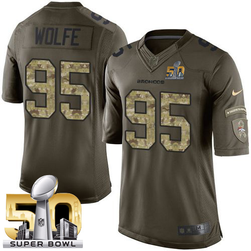 Nike Broncos #95 Derek Wolfe Green Super Bowl 50 Men's Stitched NFL Limited Salute To Service Jersey Nike Broncos #95 Derek Wolfe Green Super Bowl 50 Men's Stitched NFL Limited Salute To Service Jersey