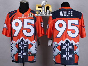 Nike Broncos #95 Derek Wolfe Orange Super Bowl 50 Men's Stitched NFL Elite Noble Fashion Jersey