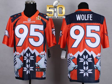 Nike Broncos #95 Derek Wolfe Orange Super Bowl 50 Men's Stitched NFL Elite Noble Fashion Jersey