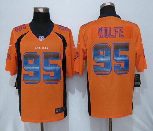 Nike Broncos #95 Derek Wolfe Orange Team Color Men's Stitched NFL Limited Strobe Jersey Nike Broncos #95 Derek Wolfe Orange Team Color Men's Stitched NFL Limited Strobe Jersey