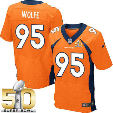 Nike Broncos #95 Derek Wolfe Orange Team Color Super Bowl 50 Men's Stitched NFL New Elite Jersey