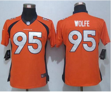 Nike Broncos #95 Derek Wolfe Orange Team Color Women's Stitched NFL New Limited Jersey