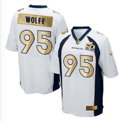 Nike Broncos #95 Derek Wolfe White Men's Stitched NFL Game Super Bowl 50 Collection Jersey Nike Broncos #95 Derek Wolfe White Men's Stitched NFL Game Super Bowl 50 Collection Jersey
