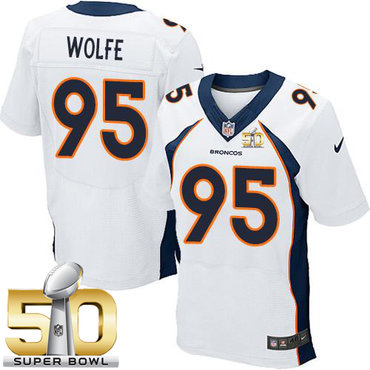 Nike Broncos #95 Derek Wolfe White Super Bowl 50 Men's Stitched NFL New Elite Jersey