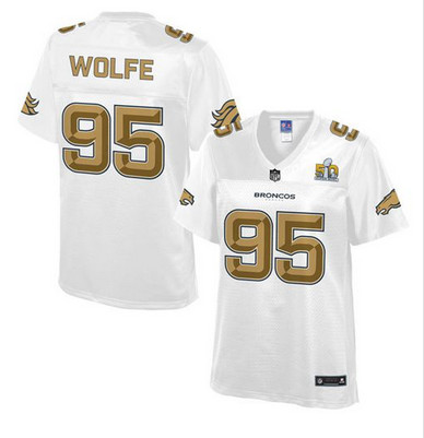 Nike Broncos #95 Derek Wolfe White Women's NFL Pro Line Super Bowl 50 Fashion Game Jersey