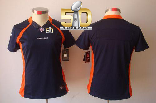 Nike Broncos Blank Blue Alternate Super Bowl 50 Women's Stitched NFL Limited Jersey