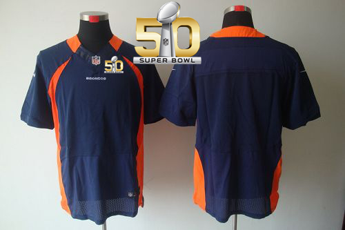 Nike Broncos Blank Navy Blue Alternate Super Bowl 50 Men's Stitched NFL Elite Jersey