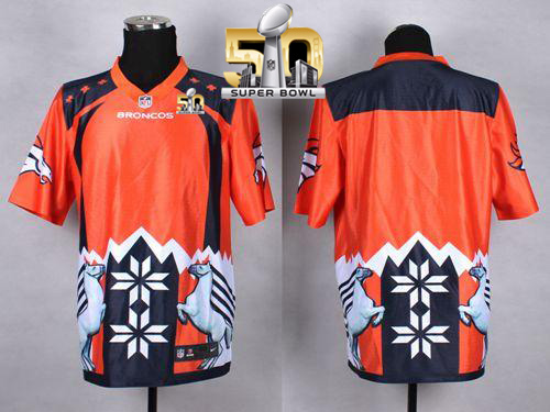 Nike Broncos Blank Orange Super Bowl 50 Men's Stitched NFL Elite Noble Fashion Jersey