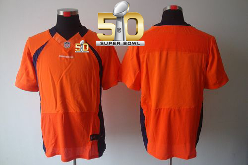 Nike Broncos Blank Orange Team Color Super Bowl 50 Men's Stitched NFL Elite Jersey