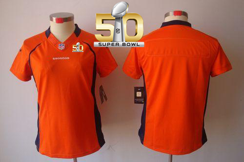 Nike Broncos Blank Orange Team Color Super Bowl 50 Women's Stitched NFL Limited Jersey