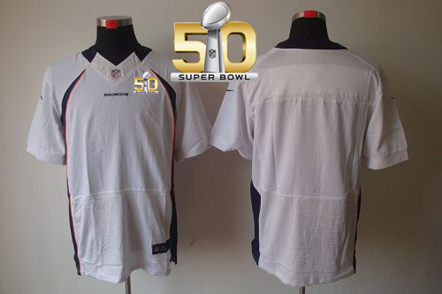Nike Broncos Blank White Super Bowl 50 Men's Stitched NFL Elite Jersey