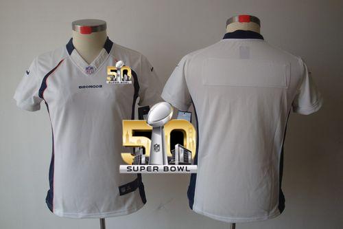 Nike Broncos Blank White Super Bowl 50 Women's Stitched NFL Limited  Jersey