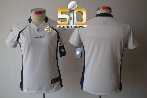 Nike Broncos Blank White Super Bowl 50 Women's Stitched NFL Limited Jersey