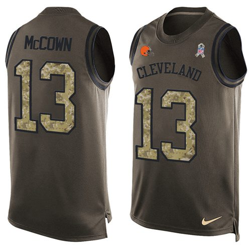 Nike Browns #13 Josh McCown Green Men's Stitched NFL Limited Salute To Service Tank Top Jersey Nike Browns #13 Josh McCown Green Men's Stitched NFL Limited Salute To Service Tank Top Jersey
